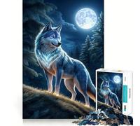 Rompecabezas Wolf Light Night Atmosphere 1000 diversión cognitiva,componentes Resistentes y de Corte Limpio Momento de Tranquilidad y Ejercicio Mental en casa (50x75cm)