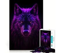 Rompecabezas Wolf Magenta Neon de 1000 Piezas para Adultos Juego de concentración Mental Manualidad de Corte de Alta precisión Actividad para Fortalecer los Lazos Familiares y Amigos (50x75cm)