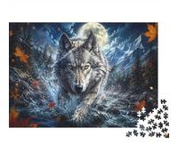 Rompecabezas Wolf Moon Mountain, 1000 piezas para adultos | Cartón de 52 x 38 cm, entrenamiento cerebral, acabado de superficie lisa, aficionados adultos, reducción del estrés