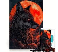 Rompecabezas Wolf Moon Red para Adolescentes,1000 Piezas,Juego para estimular la Mente,Piezas sin Rebabas,Corte Limpio,fácil de Aprender,diversión para Toda la Familia (50x75cm)