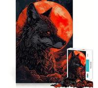Rompecabezas Wolf Moon Red para Adultos,1000 Piezas,Juego de Habilidad y Pensamiento,Troquelado de Alta precisión,desafío entretenido para el Tiempo Libre (38x26cm)