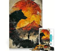 Rompecabezas Wolf Mountain Sunset 1000 diversión cognitiva,componentes Resistentes y de fácil Limpieza Momento de Tranquilidad y Ejercicio Mental en casa (38x26cm)