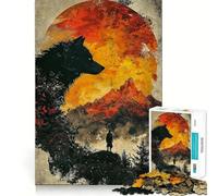 Rompecabezas Wolf Mountain Sunset de 1000 Piezas Juego Mental Divertido Diseño de Ajuste Huecos reuniones Familiares (50x75cm)