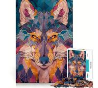 Rompecabezas Wolf Retro Gold Glass de 1000 Piezas para Adultos Ejercicio Mental Juego con Cortes de precisión y Bordes Lisos Actividad Relajante para Grupos en Interiores (50x75cm)