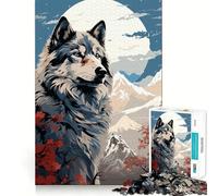 Rompecabezas Wolf Retro Japan Vibes de 1000 Piezas Diversión para ejercitar la Mente Piezas de Ajuste preciso Un pasatiempo Fascinante para los Momentos de Ocio (38x26cm)