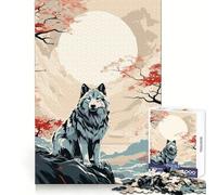 Rompecabezas Wolf Retro Japan Vibes de 1000 Piezas para Adolescentes Potencia la Memoria, relaja la Mente y es Divertido Ajuste Navidad (38x52cm)
