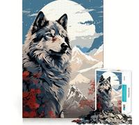 Rompecabezas Wolf Retro Japan Vibes de 1000 Piezas para Adultos Divertido Juego de Memoria Artesanía de Corte experta Actividad Relajante para Grupos en Interiores (50x75cm)