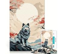 Rompecabezas Wolf Retro Japan Vibes de 1000 Piezas para Adultos Entrenamiento Mental,diversión,Corte láser, Actividad Relajante para Grupos en Interiores (38x52cm)
