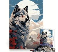 Rompecabezas Wolf Retro Japan Vibes para Adolescentes, 1000 Piezas, para estimular la Memoria, Relajarse y Disfrutar del Tiempo Libre Corte Exacto Regalo de cumpleaños (50x75cm)