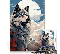 Rompecabezas Wolf Retro Japan Vibes para Adultos, 1000 Piezas, para ejercitar la Memoria, Relajante, con Cierre hermético, (38x26cm)