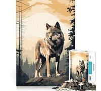 Rompecabezas Wolf Retro Minimal para Adultos,1000 Piezas,Juego de Memoria,Ajuste, Compacto,Ideal para divertirse en Familia (38x52cm)
