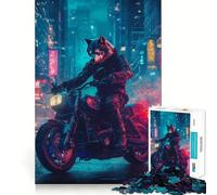 Rompecabezas Wolf Rider in Neon City de 1000 Piezas para Adultos Diversión y Entrenamiento Mental, Corte láser Actividad Relajante para Grupos en Interiores (38x26cm)