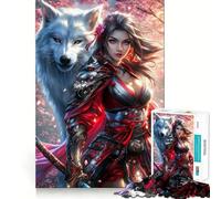 Rompecabezas Wolf Samurai de 1000 Piezas para Adultos Entrenamiento Cerebral,diversión,Corte Limpio,componentes Resistentes,Actividad Relajante para la Mente (50x75cm)