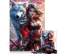 Rompecabezas Wolf Samurai de 1000 Piezas para Adultos Recuerde la Potencia, luz, Disfrute, Bordes precisos, Regalo significativo (38x52cm)