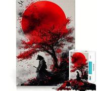 Rompecabezas Wolf Samurai Red Moon 1000 Piezas Juego de Habilidades mentales Corte láser Ejercicio Mental para Momentos de Tranquilidad en casa (38x26cm)