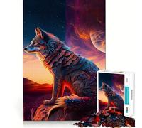 Rompecabezas Wolf Sunset para Adultos,1000 Piezas,Juego de concentración Mental, Corte láser,Actividad Nocturna Divertida para Toda la Familia (50x75cm)