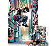 Rompecabezas WPAP de Parkour Street Sport para Adolescentes, 1000 Piezas, fortalece la Memoria, Alivia la tensión, Borde Liso, Sorpresa navideña (50x75cm)