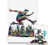 Rompecabezas WPAP de Parkour Street Sport para Adolescentes, 1000 Piezas, Juguete para ejercitar la Mente, antiestrés, Corte Premium, Regalo increíble (38x52cm)