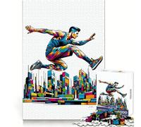 Rompecabezas WPAP de Parkour Street Sport para Adolescentes, 1000 Piezas, Juguete para ejercitar la Mente, antiestrés, Corte Premium, Regalo increíble (38x52cm)