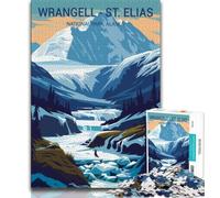 Rompecabezas Wrangell St Elias para Adultos, 1000 Piezas, Juguetes educativos de Aprendizaje, Juegos Familiares con póster a Juego y Hoja de Trivia, 38x26cm