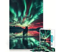 Rompecabezas Wulf Bajo Las Auroras Boreales,1000 Piezas,Entrenamiento cognitivo,Piezas Perfectamente encajables,Regalo de cumpleaños,Juguete para ejercitar la Mente (38x52cm)