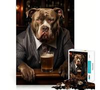 Rompecabezas XL Bulldog en el Bar de 1000 Piezas Juego de Ejercicios de Pensamiento Encaje Huecos Desafío Cerebral Interactivo para el hogar (38x52cm)
