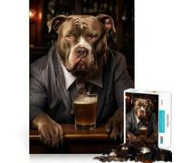 Rompecabezas XL Bulldog en el Bar para Adolescentes,1000 Piezas,Juego para Estimular la Mentalidad,Piezas sin Rebabas,Corte Limpio,Fácil de Aprender,Diversión para Toda la Familia (50x75cm)