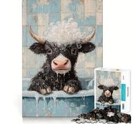 Rompecabezas Yak en la bañera,1000 Piezas para Adultos,Divertido Juego de Memoria,artesanía de Corte experta,Actividad Relajante para Grupos en Interiores (50x75cm)