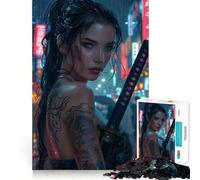Rompecabezas Yakuza Girl Beauty de 1000 Piezas para Adultos Diversión y Entrenamiento Mental, Corte láser Actividad Relajante para Grupos en Interiores (38x26cm)