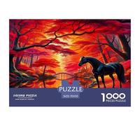 Rompecabezas Yegua Negra De 1000 Piezas para Adultos, Rompecabezas Bosque Rojo Fantástico Adultos, Juego Didáctico Decoración para El Hogar 70x50cm/1000pcs