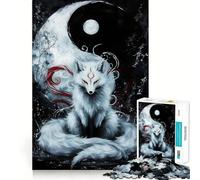 Rompecabezas Yin y Yang Kitsune de 1000 Piezas Diversión para estimular la concentración Tecnología Avanzada de Corte láser Ideal para Viajar Juego Mental (38x26cm)