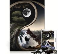 Rompecabezas Yin y Yang Paisaje de 1000 Piezas para Adultos Regalos para Adultos Piensa, Entrena, relájate Bordes Bien definidos Regalo Ideal (50x75cm)