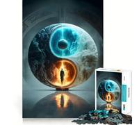 Rompecabezas Yin y Yang Portal de 1000 Piezas para Adolescentes Juego de Habilidades mentales Corte láser para un Ajuste Actividad grupal Relajante para Interiores (38x26cm)