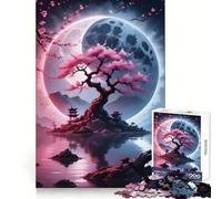 Rompecabezas Yin y Yang Sakura de 1000 Piezas para Adolescentes Un desafío Mental Diversión Tranquila Bordes Suaves Regalo de cumpleaños (38x26cm)