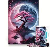 Rompecabezas Yin y Yang Sakura de 1000 Piezas para Adultos Juego de concentración Mental Manualidad de Corte de Alta precisión Actividad para Fortalecer los Lazos Familiares y Amigos (38x52cm)
