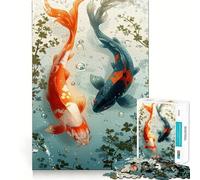 Rompecabezas Yin y Yank de Peces koi,1000 Piezas,Divertido,para ejercitar la Mente,Piezas sin Rebabas,Corte Limpio,Actividad Absorbente para Noches tranquilas (38x26cm)
