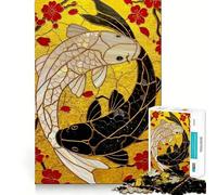 Rompecabezas Yin Yang con diseño de Peces koi,1000 Piezas Diversión para ejercitar la Mente Piezas de Ajuste preciso Un pasatiempo Fascinante para los Momentos de Ocio (50x75cm)