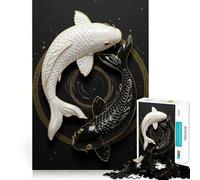 Rompecabezas Yin Yang con diseño de Peces koi,1000 Piezas,Ideal para Entrenar la Memoria Superficie Lisa y sin Rebabas Un desafío entretenido para el Tiempo Libre (38x26cm)