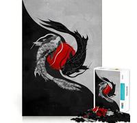Rompecabezas Yin Yang con diseño de Peces koi,1000 Piezas,para Adolescentes,Juego de Entrenamiento cognitivo,Ajuste, Compacto,Divertido para Jugar en Familia (38x26cm)