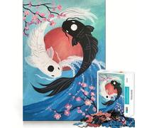 Rompecabezas Yin Yang con diseño de Peces koi,1000 Piezas,para desarrollar la lógica,el Pensamiento,la Habilidad de Corte y la destreza Ideal para Momentos de Tranquilidad y Ejercicios mentales