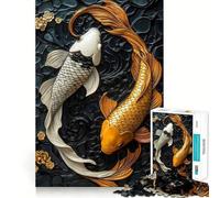 Rompecabezas Yin Yang con diseño de Peces koi para Adultos,1000 Piezas,Juego de Ejercicios de Pensamiento,Ajuste Espacios,Actividad para Fortalecer los Lazos Familiares (38x52cm)