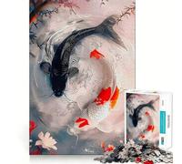 Rompecabezas Yin Yang con diseño de Peces koi para Adultos,1000 Piezas,Juego de Memoria,Ajuste, Compacto,Ideal para Disfrutar en Familia (50x75cm)