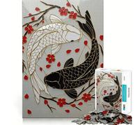 Rompecabezas Yin Yang con diseño de Peces koi para Adultos,1000 Piezas,para desarrollar la Memoria,Ajuste Estable,Piezas sin Desplazamiento,Compacto,Ideal para Jugar en Familia (38x52cm)