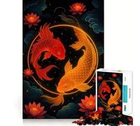 Rompecabezas Yin Yang con Peces koi y Flor de Loto para Adultos,1000 Piezas,Juego para estimular la Mente,Piezas de Ajuste preciso y sin Costuras,Actividad Relajante para Grupos en Interiores