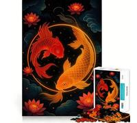 Rompecabezas Yin Yang con pez koi y Flor de Loto,1000 Piezas,Juego cognitivo Divertido,Estructura de Encaje preciso,Actividad para Fortalecer los Lazos Familiares (50x75cm)
