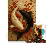Rompecabezas Yin Yang de 1000 Piezas con Peces koi para Adultos Diversión y Entrenamiento Mental Corte láser Actividad Relajante para Grupos en Interiores (38x52cm)