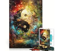Rompecabezas Yin Yang de Arte Natural para Adultos,1000 Piezas,Juego para estimular la Mente, Corte láser,Actividad Relajante para Grupos en Interiores (38x26cm)
