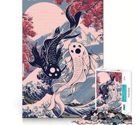 Rompecabezas Yin Yang de Peces koi,Japón,para Adultos,1000 Piezas,para desarrollar la Memoria,Ajuste Estable,sin Piezas Que se muevan,Compacto,Ideal para Jugar en Familia (38x52cm)