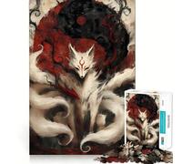 Rompecabezas Yin Yang del Zorro de Nueve Colas de 1000 Piezas para Adultos, Juguete para desafiar la Mente, Tiempo Libre, diseño nítido, Regalo increíble (50x75cm)