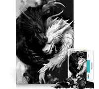 Rompecabezas Yin Yang Dragon para Adolescentes 1000 Piezas Juego de diversión Mental Conexión Limpia y fluida Forma Atractiva de Pasar el Tiempo Libre (38x52cm)